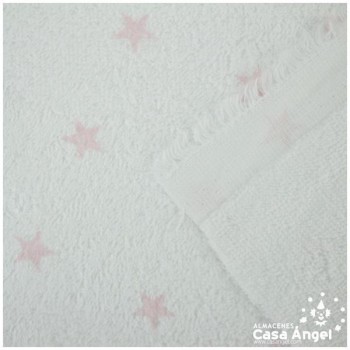 FELPA DE RIZO BLANCA CON ESTRELLAS ROSAS 150cm