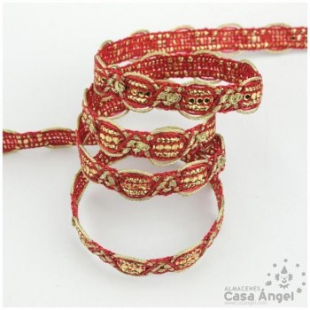 PASAMANERIA RAYÓN BRILLOS LENTEJUELA ROJA