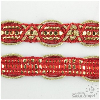 PASAMANERIA RAYÓN BRILLOS LENTEJUELA ROJA