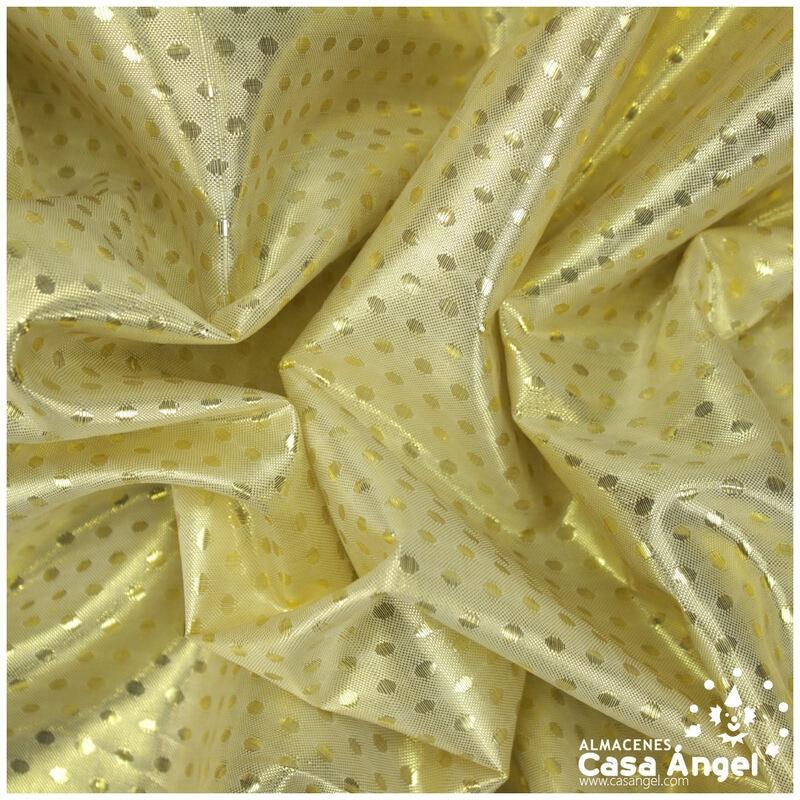 LAMÉ BROCADO CON CÍRCULOS ORO 110cm