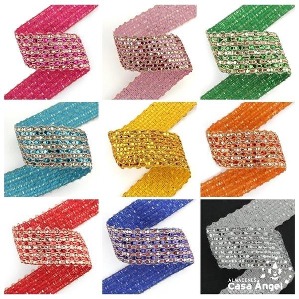 PASAMANERÍA RAYÓN LÁMINA COLORES BRILLANTES 30mm