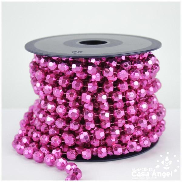 PERLAS CONTINUAS FUCSIA FACETADAS