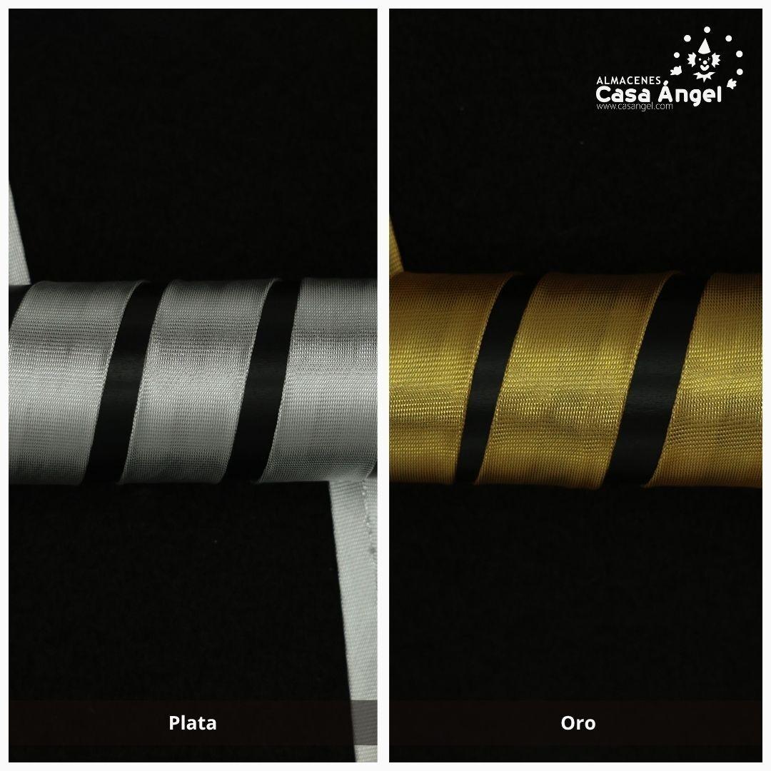 CINTA BIES TRADICIONAL METALIZADA ORO Y PLATA 20mm