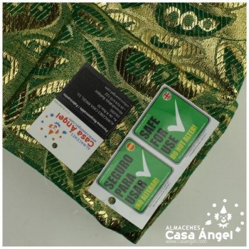 BROCADO JACQUARD VERDE EN HILOS DORADOS ESTAMPADO CACHEMIR 110cm