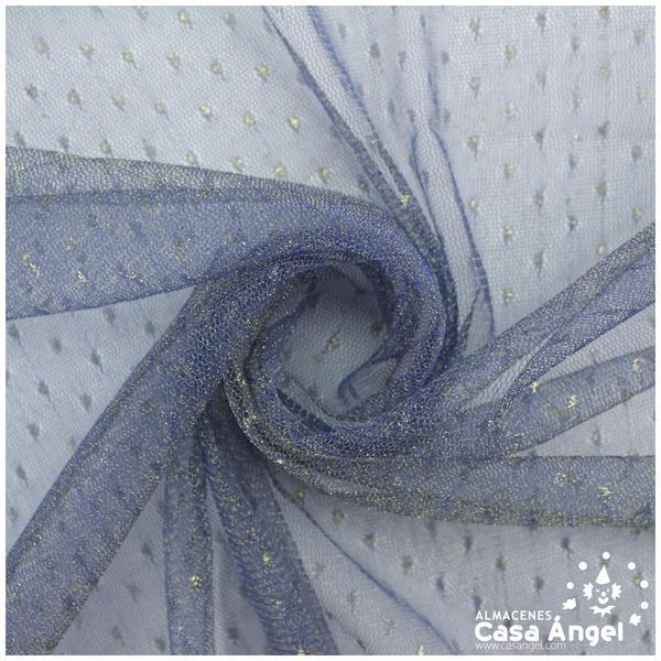 TUL AZUL CON TOPO BRILLANTE 110cm
