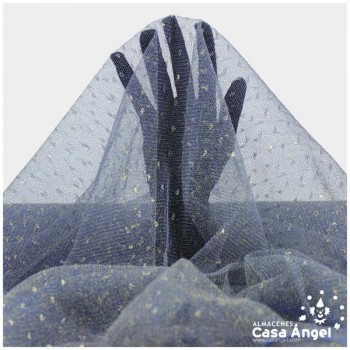 TUL AZUL CON TOPO BRILLANTE 110cm