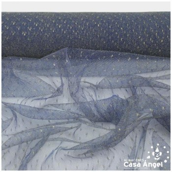 TUL AZUL CON TOPO BRILLANTE 110cm