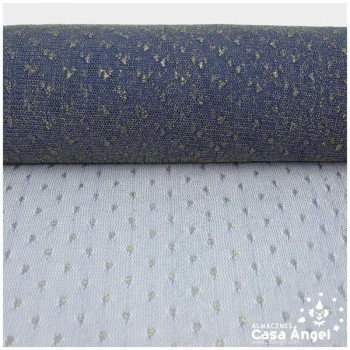 TUL AZUL CON TOPO BRILLANTE 110cm