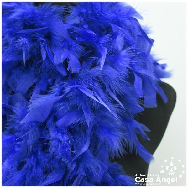 BOA DE PLUMAS DE PAVO 190cm AZULES 80gr