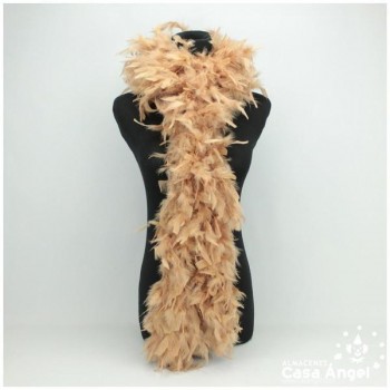 BOA DE PLUMAS DE PAVO 190cm BEIGE 80gr