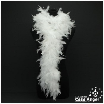BOA DE PLUMAS DE PAVO 190cm BLANCAS 80gr