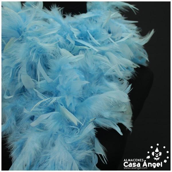 BOA DE PLUMAS DE PAVO 190cm CELESTES 80gr