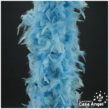 BOA DE PLUMAS DE PAVO 190cm CELESTES 80gr