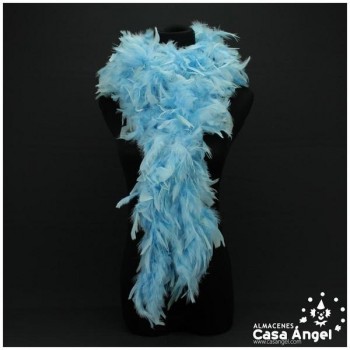 BOA DE PLUMAS DE PAVO 190cm CELESTES 80gr