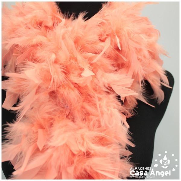 BOA DE PLUMAS DE PAVO 190cm CORAL 80gr