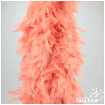 BOA DE PLUMAS DE PAVO 190cm CORAL 80gr