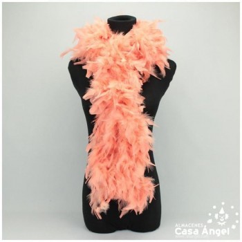 BOA DE PLUMAS DE PAVO 190cm CORAL 80gr