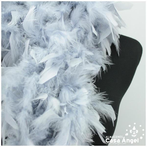 BOA DE PLUMAS DE PAVO 190cm GRISES 80gr