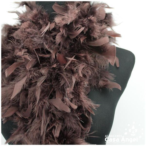 BOA DE PLUMAS DE PAVO 190cm MARRÓN 80gr