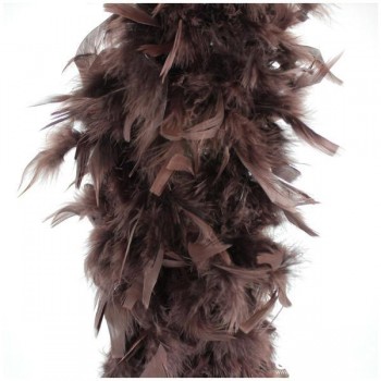 BOA DE PLUMAS DE PAVO 190cm MARRÓN 80gr