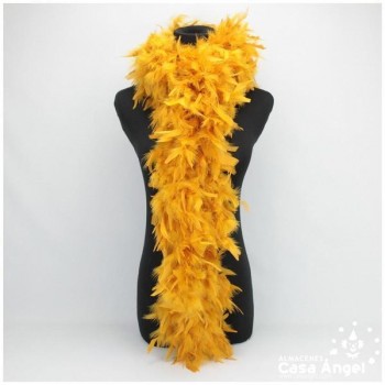 BOA DE PLUMAS DE PAVO 190cm DORADAS 80gr