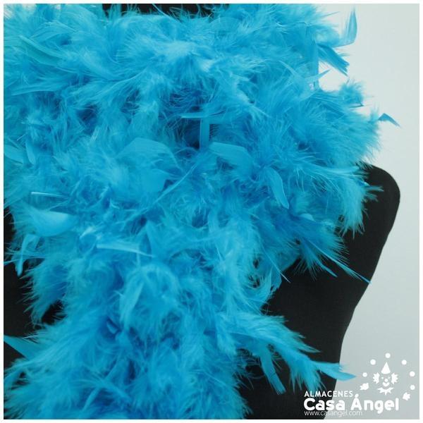 BOA DE PLUMAS DE PAVO 190cm TURQUESA 80gr
