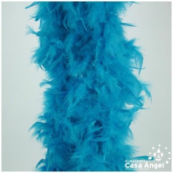 BOA DE PLUMAS DE PAVO 190cm TURQUESA 80gr