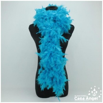 BOA DE PLUMAS DE PAVO 190cm TURQUESA 80gr