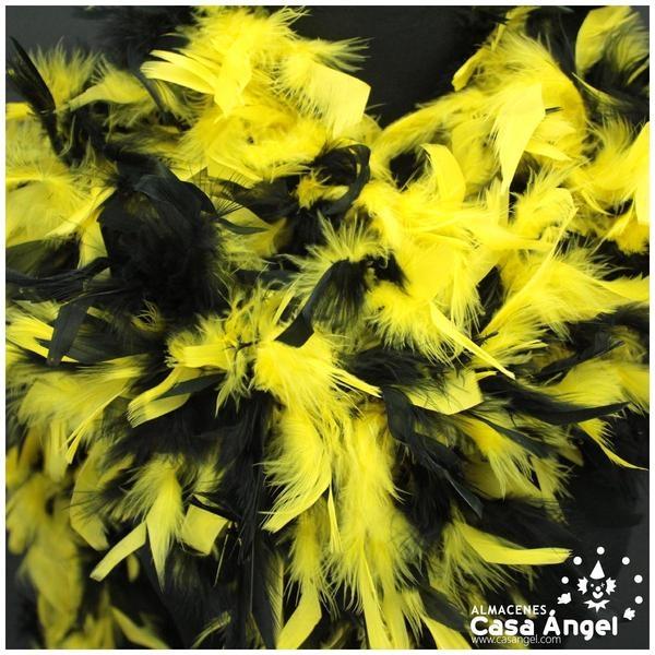 BOA DE PLUMAS BICOLOR 190cm AMARILLO Y NEGRO 80gr