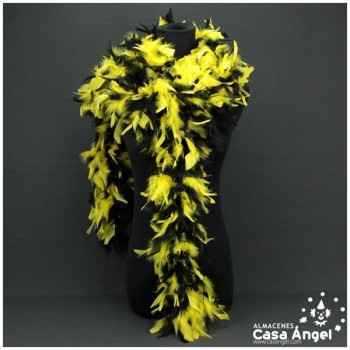 BOA DE PLUMAS BICOLOR 190cm AMARILLO Y NEGRO 80gr