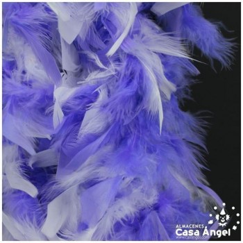 BOA DE PLUMAS BICOLOR 190cm BLANCO Y LILA 80gr