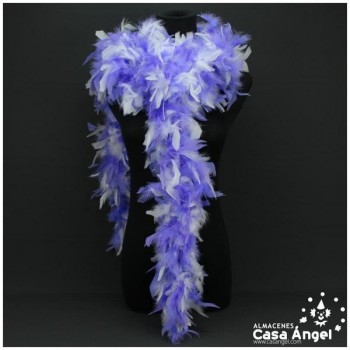 BOA DE PLUMAS BICOLOR 190cm BLANCO Y LILA 80gr