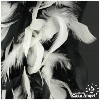 BOA DE PLUMAS BICOLOR 190cm BLANCO Y NEGRO 80gr