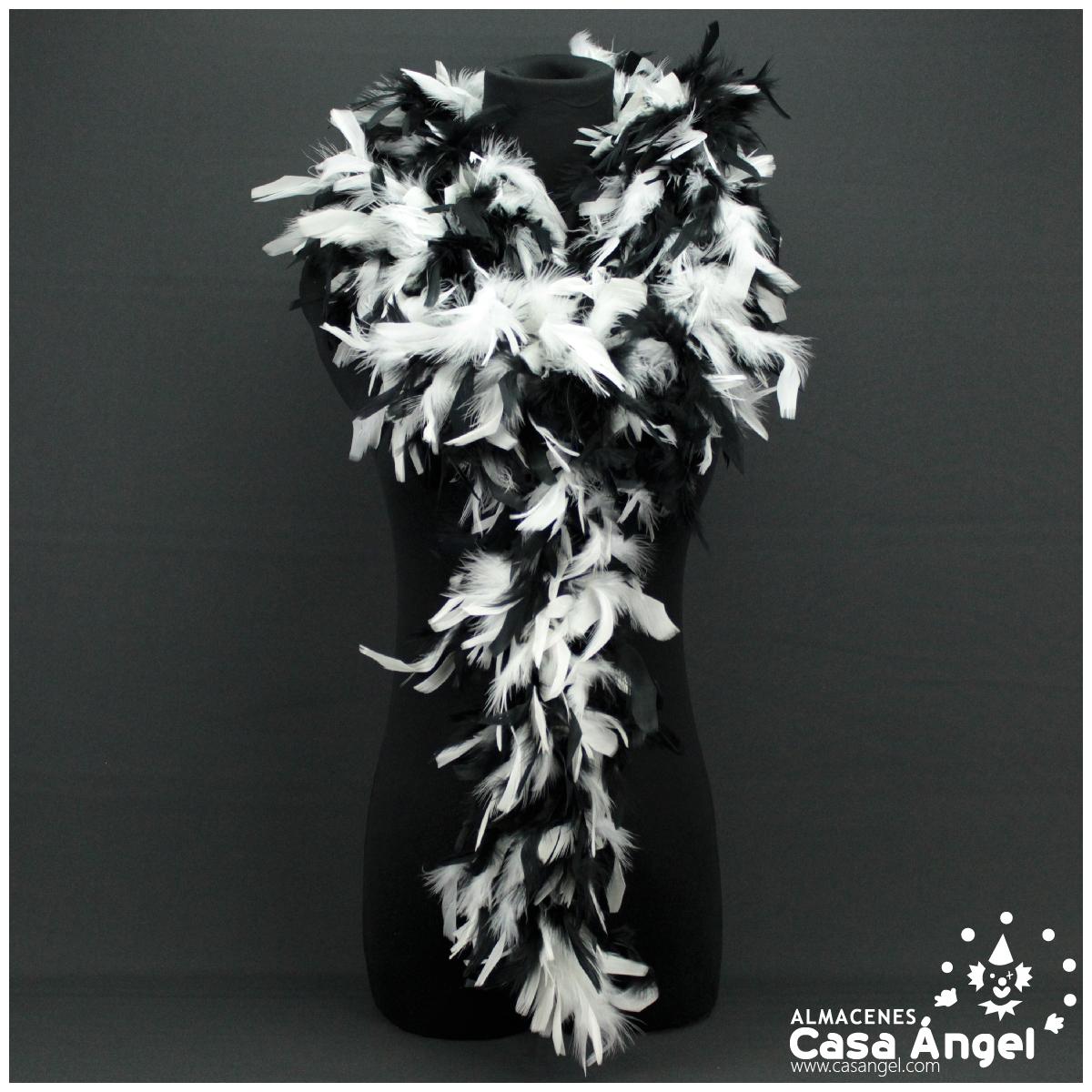 Boa Plumas Color Blanco y Negro 45gr - Comprar Online {Miles de Fiestas}