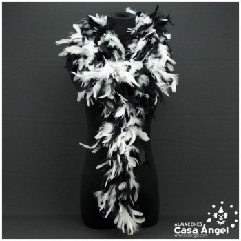 BOA DE PLUMAS BICOLOR 190cm BLANCO Y NEGRO 80gr