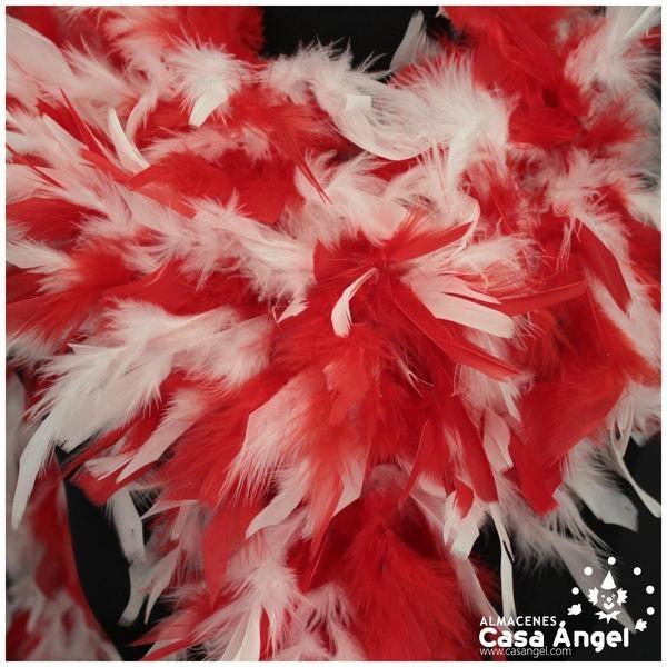 BOA DE PLUMAS BICOLOR 190cm BLANCO Y ROJO 80gr