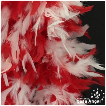 BOA DE PLUMAS BICOLOR 190cm BLANCO Y ROJO 80gr