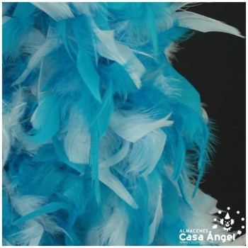 BOA DE PLUMAS BICOLOR 190cm BLANCO Y TURQUESA 80gr