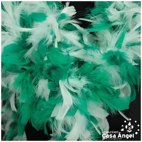 BOA DE PLUMAS BICOLOR 190cm BLANCO Y VERDE 80gr