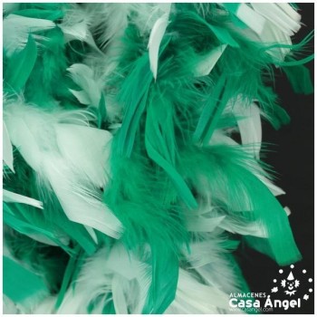 BOA DE PLUMAS BICOLOR 190cm BLANCO Y VERDE 80gr
