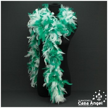 BOA DE PLUMAS BICOLOR 190cm BLANCO Y VERDE 80gr