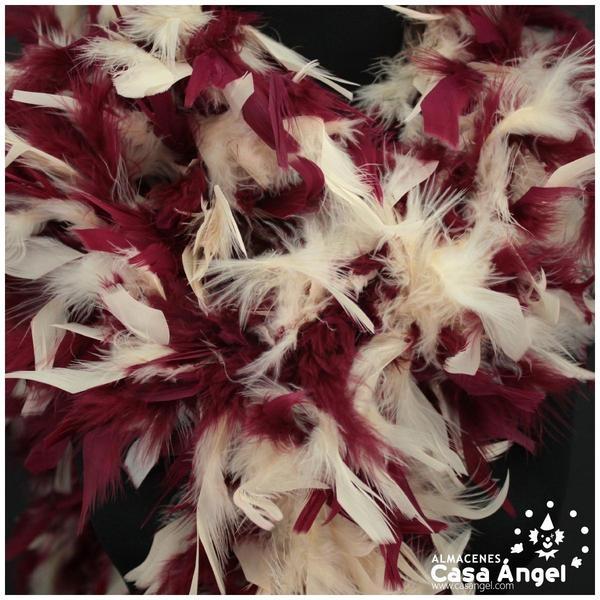 BOA DE PLUMAS BICOLOR 190cm CRUDO Y BURDEOS 80gr