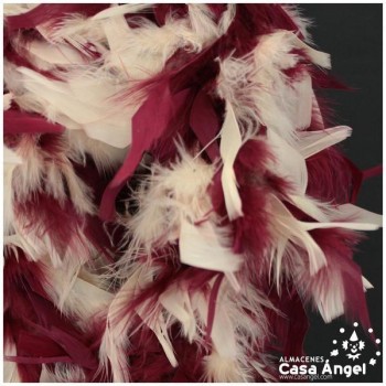BOA DE PLUMAS BICOLOR 190cm CRUDO Y BURDEOS 80gr
