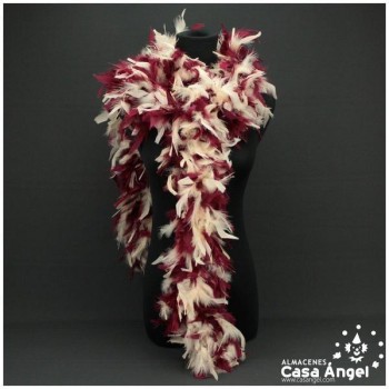 BOA DE PLUMAS BICOLOR 190cm CRUDO Y BURDEOS 80gr