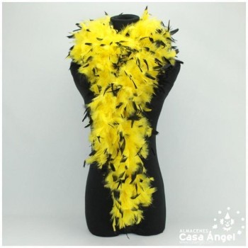 BOA DE PLUMAS 190cm AMARILLA CON PUNTA NEGRA 80gr
