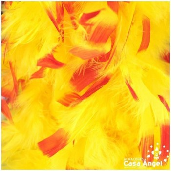 BOA DE PLUMAS 190cm AMARILLA CON PUNTA ROJA 80gr