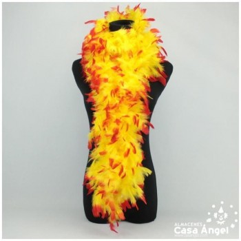BOA DE PLUMAS 190cm AMARILLA CON PUNTA ROJA 80gr