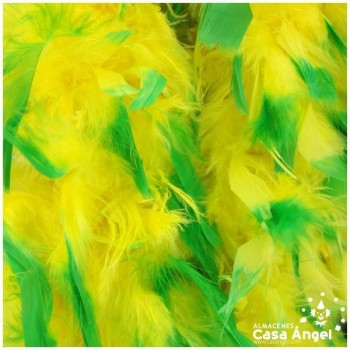 BOA DE PLUMAS 190cm AMARILLA CON PUNTA VERDE 80gr