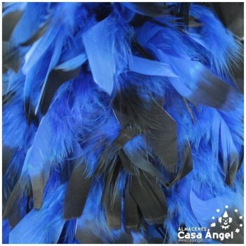 BOA DE PLUMAS 190cm AZUL CON PUNTA NEGRA 80gr