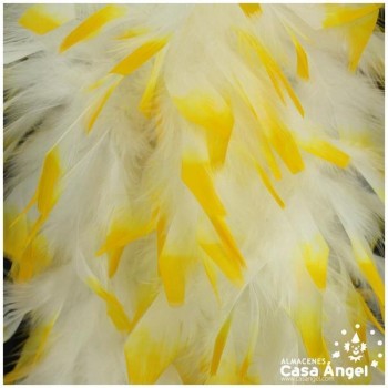 BOA DE PLUMAS 190cm BLANCA CON PUNTA AMARILLA 80gr
